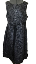 JESSICA HOWARD WOMAN FORMAL DRESS BLACK EMBELLISHED SILVER METALLIC FLORAL 16