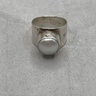Vintage Mexico Sterling Silver Wide Band Pearl Ring Size 7