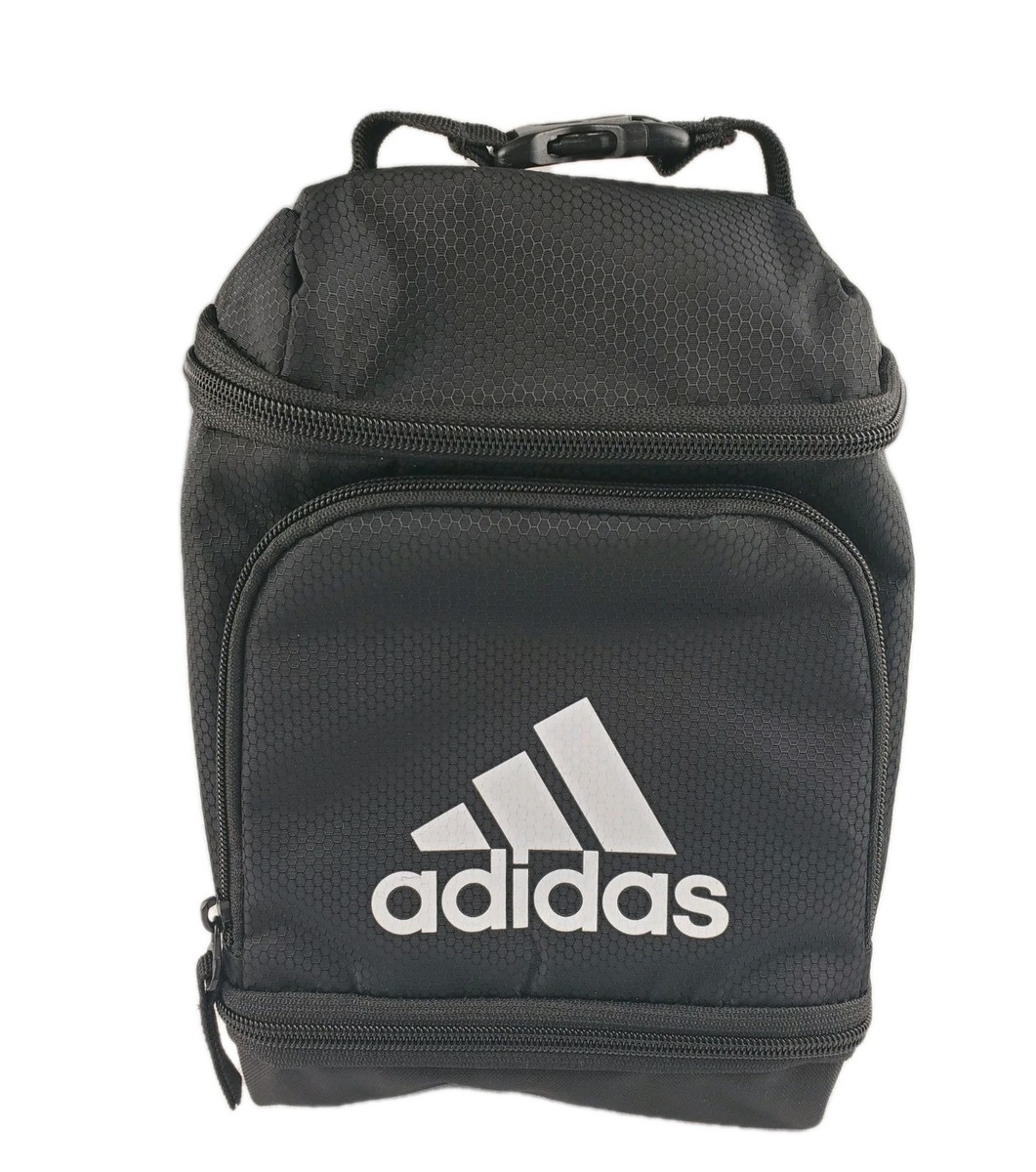 adidas backpacks with side pocket with insulation Adidas Logo Insulated Lunch Bag Multi Pocket Zippered Black Mesh Top Snap  Handle