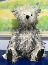 Elwin Pochung Mountain Bear Taupe Black Tip 22” Glass Eyes Mohair Mary J Kolar