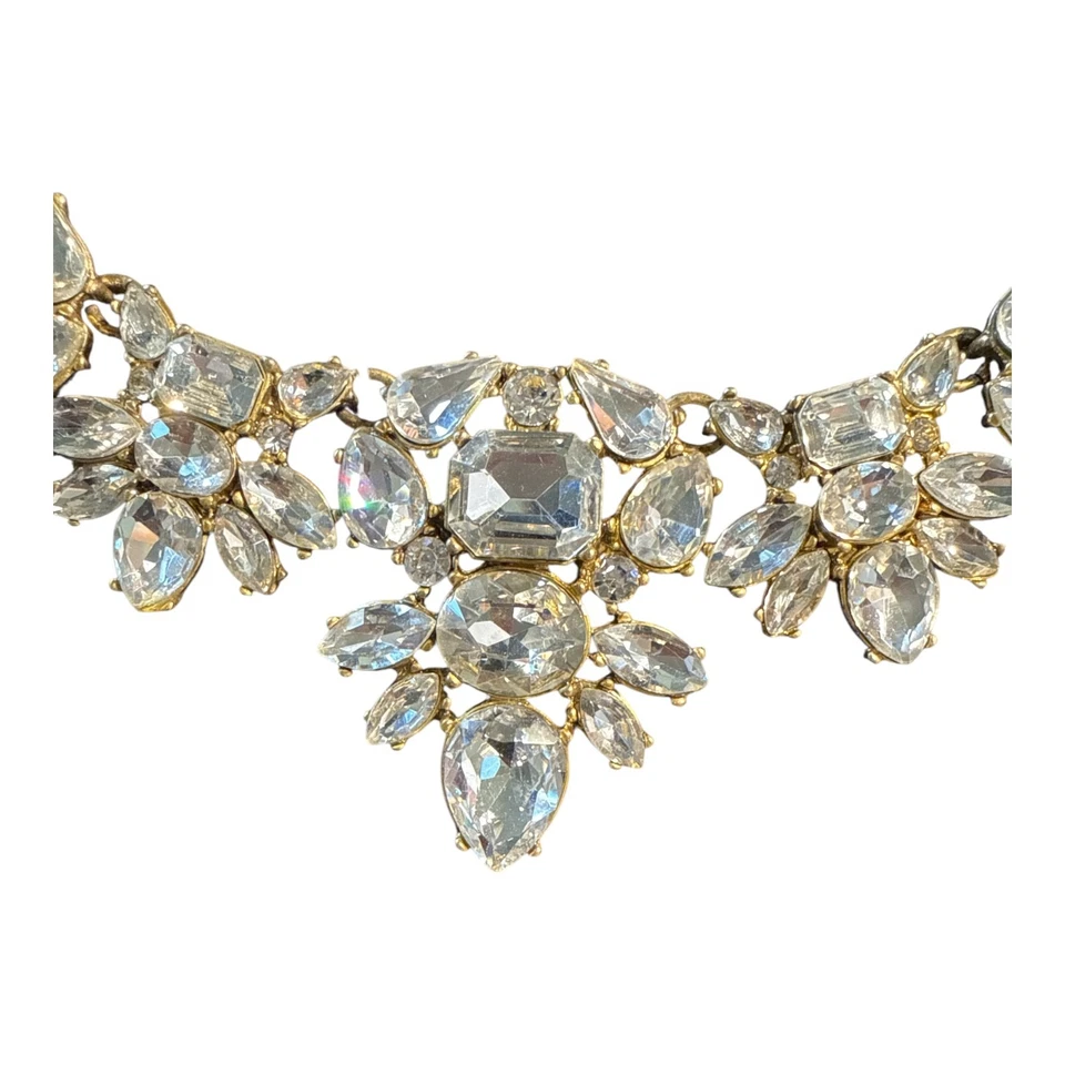 Collar Gargantilla J CREW Tono Dorado Transparente Estrás Declaración JC361 Foto 4 de 4