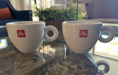 illy Coffee Cup Porcelain Red Logo/White - set of 2 - ITALY