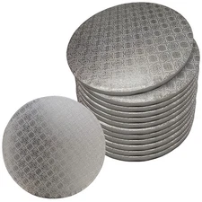 Spec101 Round Cake Boards Bulk 12pk - 12 Inch Cake Drum Silver 1/2in Smooth Edge
