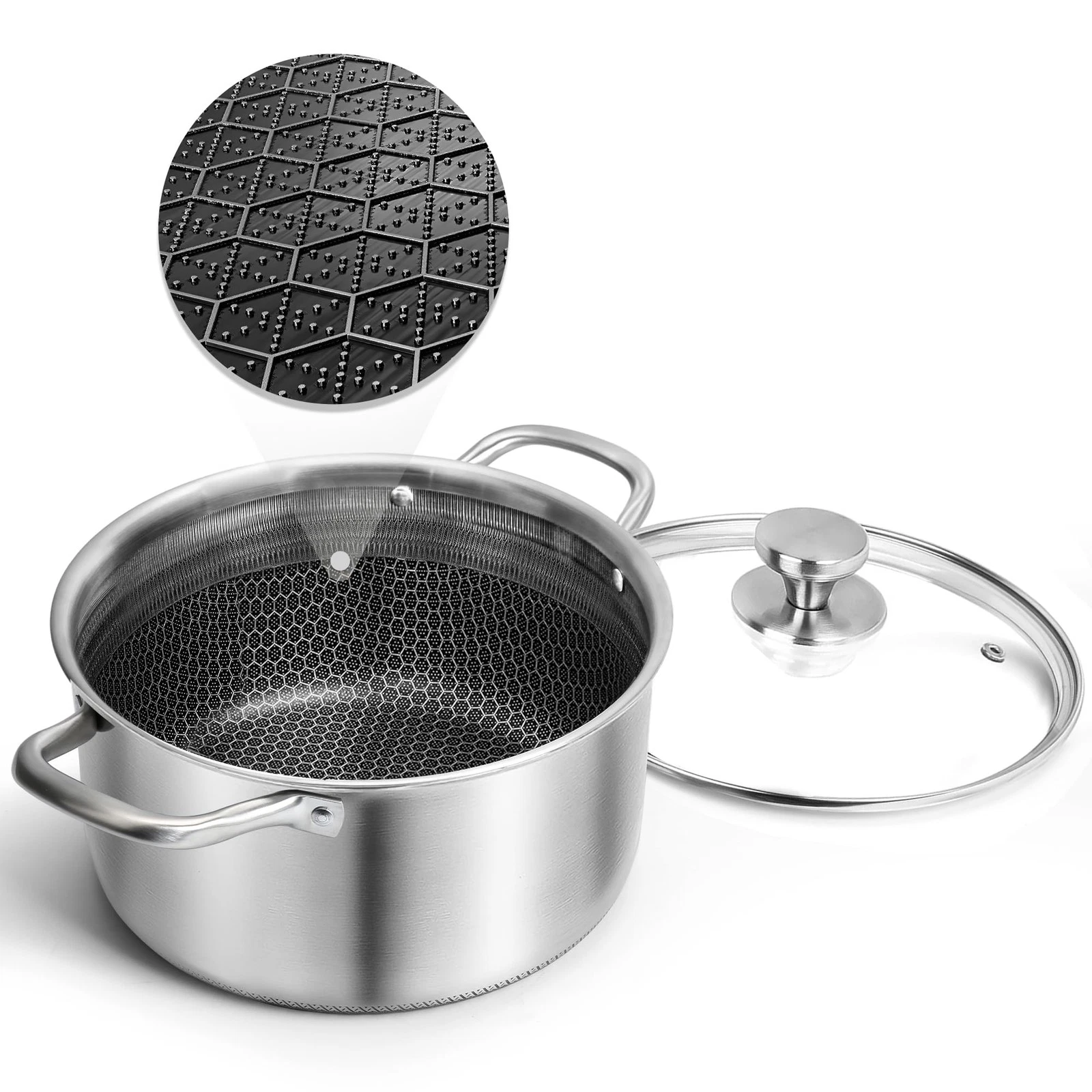 ™ Hybrid Nonstick 6 Quart Stainless Steel Stockpot with Glass Lid, Induction ...