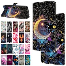 For iPhone 16 Pro Max 16e 15 14 Pattern Flip Stand Card Slots Wallet Case Strap
