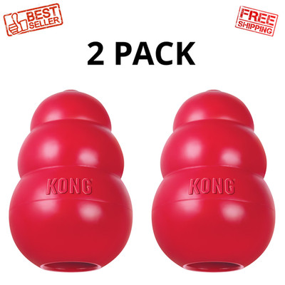 KONG Classic Dog Chew Toy Red Extra Large 5'' Natural Rubber Treat Toy, 2 Pack