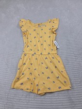 Old Navy Romper Girls Small 6/7 Yellow Blue Butterflies New