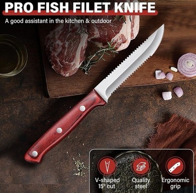 TAN REN Fishing Bait Knife, 5 inch Fillet Knife for Filleting and Boning