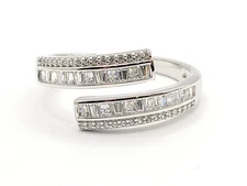 Diamonique Multi-Stone Bypass Ring, Sterling Silver sz 10