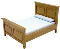 Puppenhaus Eiche Panel Doppelbett Modern Miniatur Schlafzimmer MöBel 1:12