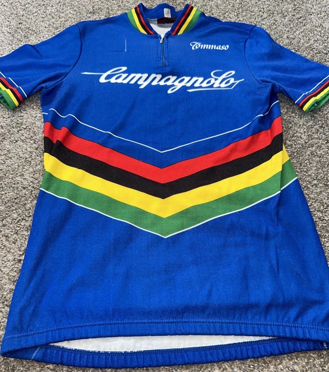 Vintage Campagnolo Cycling Jersey Mens M 3 Blue Tommaso Zip Short