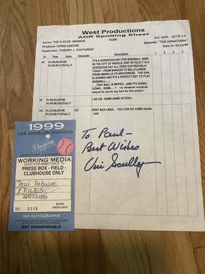 Vin Scully Autographed Voice-Over Cue Sheet From  The X-Files  (The Unnatural)