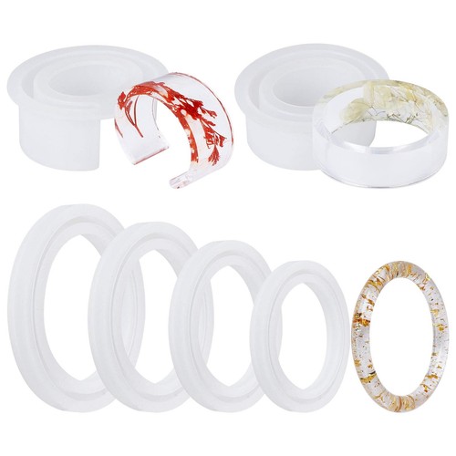 6PCS Large Bracelet Resin Molds, Round C Font Silicone Jewelry Mold for Epoxy...