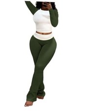 Lounge Sets For Women 2 Piece Outfits Fall Comfy Tracksuits X-Large Army Green