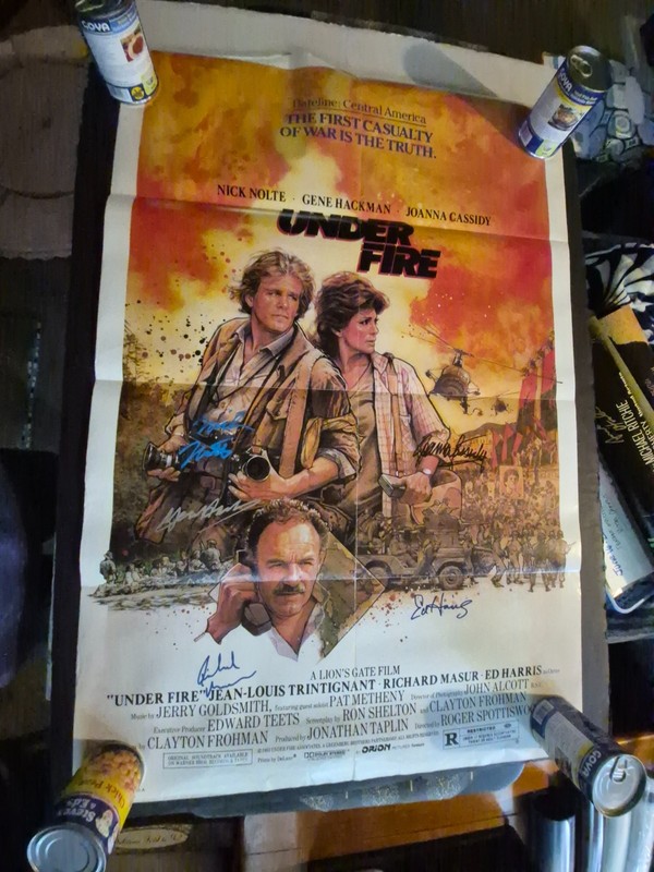 under FIRE --CAST SIGNED - MOVIE POSTER- vintage-w/COA                      ekim
