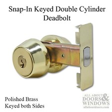 Double Cylinder Deadbolt Snap In Keyed Deadbolt Polished Brass Lock