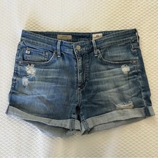 AG Adriano Goldschmied The Hailey Ex-Boyfriend Roll Up Denim Shorts   29
