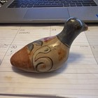 Vintage Duck Figurine Folk Art Tonala Mexican Pottery Blue/Tan Snail Design Bird — photo 6