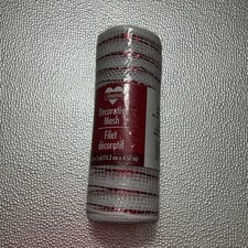 Sentimental Decorative Mesh Printed Ribbon Spool 6 in Red White