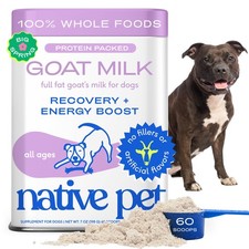 Native Pet Goat Milk Powder - Dog Food Topper for Active Dogs - 60 Scoops