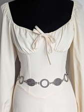 Silver Medallion Ring Chain Belt Medieval Viking Norse Renaissance Cosplay LARP