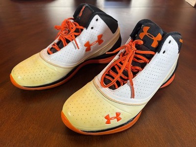 Under Armour Micro G Mens 11.5 White Orange Blue Basketball Sneakers 1225968-122