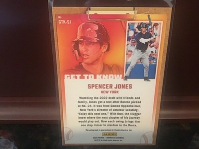 Spencer Jones autogragh 2025 donruss Get To Know ssp #gtk-sj  