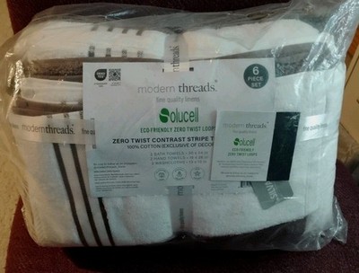 Modern Threads Fine Quality Linens~ Olucell~ 6 Pc. Set ~Mocha ~ 100% Cotton 
