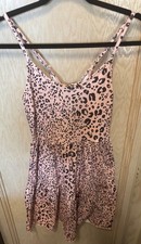 SHEIN Woman’s Dress Pink Leopard Sz Small Spaghetti Strap Back Bow Flowy