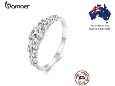 Bamoer D Color VVS1 EX Moissanite Delicate Lab Diamond Ring 925 Sterling Silver