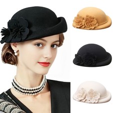 100 Wool Felt Berets Fascinator Hats For Women Lady Church Formal Tea Party Hat