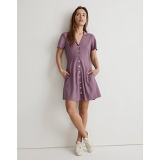Madewell Kacie Mini Linen Shirtdress Antique Purple NWT Sz 12