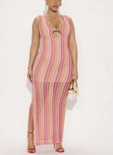 Fashion Nova pink and multicolor crochet maxi dress size XL