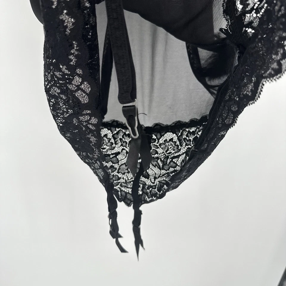 Vestido Coquette Negro Babydoll Mini Encaje Lencería Transparente Talla XL Foto 4 de 4