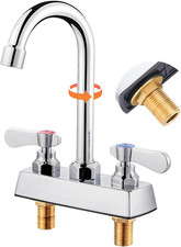 Commercial Gooseneck Bar Sink Faucet with Dual Handles - Chrome Finish