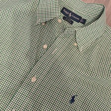 Polo Ralph Lauren Blake Long Sleeve Button Up Green Gingham Check Shirt Mens L