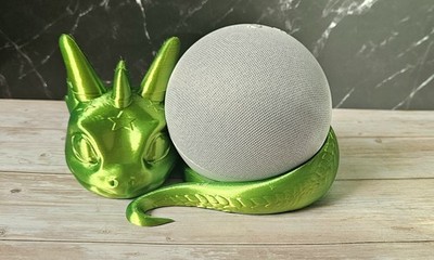 Echo Dot 4 / 5 Drachen Ablage / Farbe Grün - Gelb  / Ständer / 3d Druck