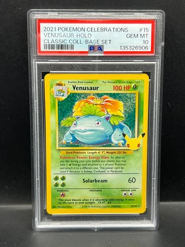 Pokemon PSA 10 GEM MT Venusaur 15/102 Celebrations Classic Collection S#6906