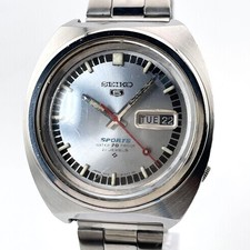 Seiko 5 Sports 6119-8130 Auto Wristwatch Silver Stainless Steel Used