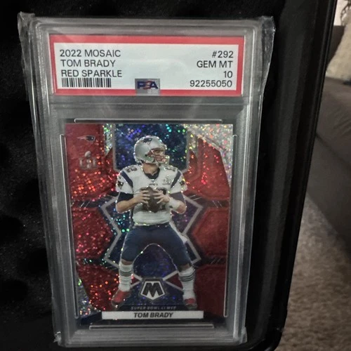 2022 Panini Mosaic Tom Brady #292 Red Sparkle Prism PSA 10 Superbowl LI MVP card