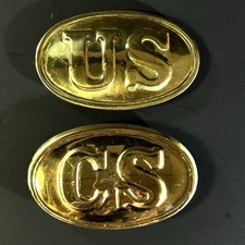 Civil War Style US CS Belt Plates Buckles Reproduction Pair Lead Filled