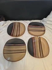 Set Of 4 Home Trends Bazaar Brown Dinner Plates 10.75” Dishwasher Microwave Safe