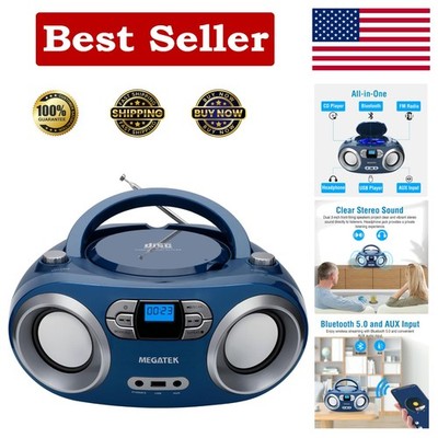 Compact Boombox with CD Player, Bluetooth & USB   Ideal for On-the-Go Music