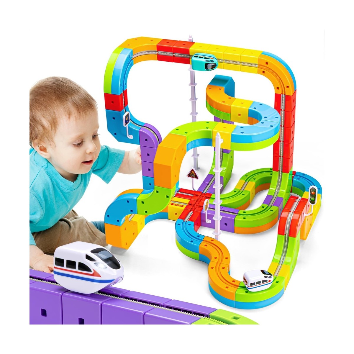 KlickRail Electric Train Set Flexible Race Track for Kids 4 6 7 8