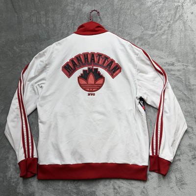 フロッグマン adidas限定NYC街並みアートトラックジャケットM 赤白 Adidas & Bill McMullen R6 Red Series MANHATTAN New York Track