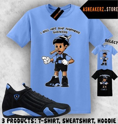Shirt Match AJ 14 Black University Blue Sneaker Matching Sneakerhead Pinocchio