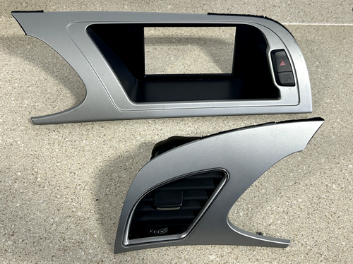 2008-2012 Audi A4 GPS Navigation Center Display Bezel Dash Trim Silver Set OEM - Picture 3 of 6