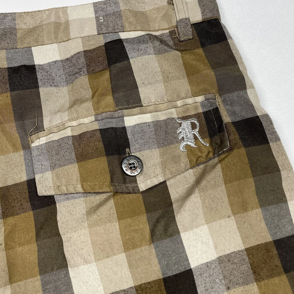 Pantalones Cortos Red Ape Para Hombre 40 Marrón Gris Cuadros Carga Y2K Sueltos Foto 4 de 4