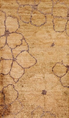 Floral Moroccan Nature Print Oriental Area Rug 3'x5' Jute Hand-knotted Carpet