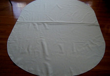 VTG Kitchen Tablecloth heavy blend linen solid pealed lemon oval 80"x60"